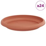 vidaXL Plateau à fleurs rond 24 Pièces Rouge brique Ø 14 x 2 cm Plastique