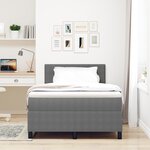 vidaXL Lit à Ressorts avec Matelas & Lumière LED Gris Clair Petit Double Tissu en Velours Côtelé