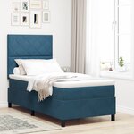 vidaXL Lit à ressort LED avec matelas Bleu foncé 100 x 200 cm Velours