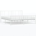 vidaXL Cadre de lit métal sans matelas et pied de lit blanc 180x200 cm