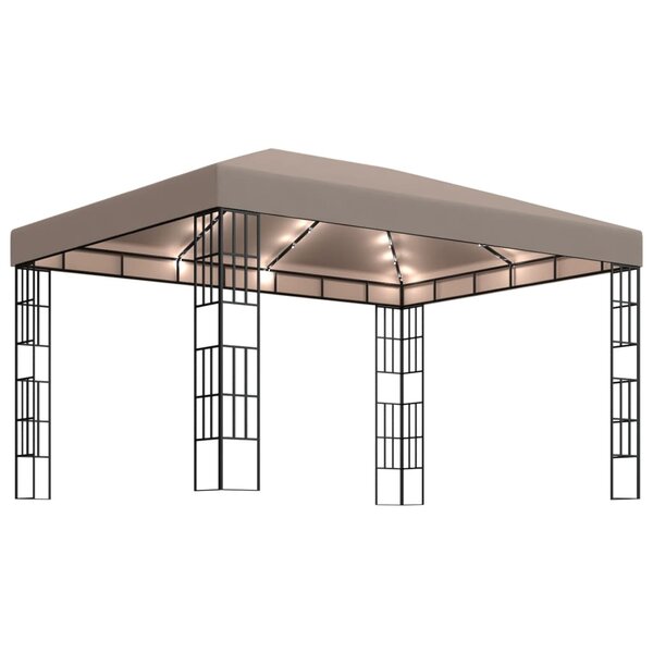 vidaXL Tonnelle avec guirlande lumineuse à LED 4x3 m Taupe