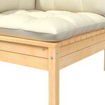 vidaXL Salon de jardin 3 Pièces avec coussins crème Bois de pin massif