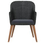 vidaXL Ensemble à manger de jardin avec coussins 9 Pièces noir