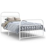 vidaXL Cadre de lit métal sans matelas et pied de lit blanc 100x190 cm