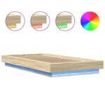 vidaXL Cadre de lit avec lumières LED chêne sonoma 100x200 cm