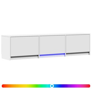 vidaXL Meuble TV avec LED 165 x 34 x 40 cm Blanc Bois d’ingénierie
