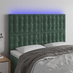vidaXL Tête de lit à LED Vert foncé 144x5x118/128 cm Velours