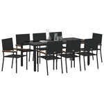 vidaXL Ensemble de salle à manger pour jardin 9 Pièces Noir polyrotin
