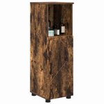 vidaXL Cabinet de salle de bain avec porte Chêne fumé 30 x 35 x 95 cm