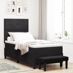 vidaXL Lit Box Spring avec matelas et banc noir 90x190 cm velours