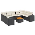 vidaXL Salon de jardin 10 Pièces avec coussins noir résine tressée