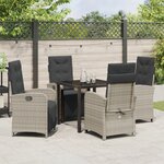 Ensemble de salle à manger de jardin vidaXL 5 pièces avec coussins Gris clair en poly rattan