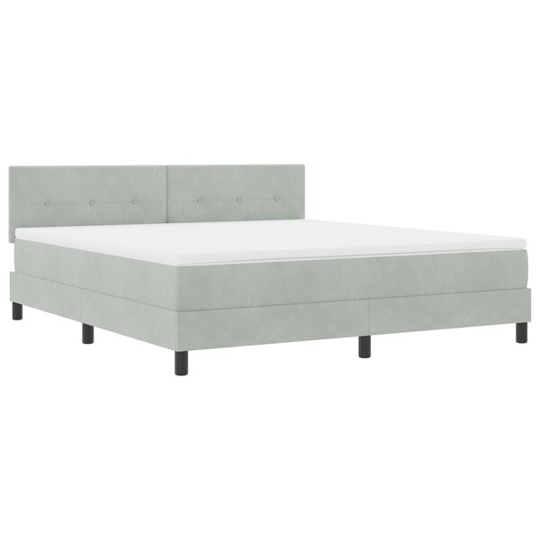 vidaXL Lit à ressort avec matelas et lumière LED Gris clair 180x200 cm Velours