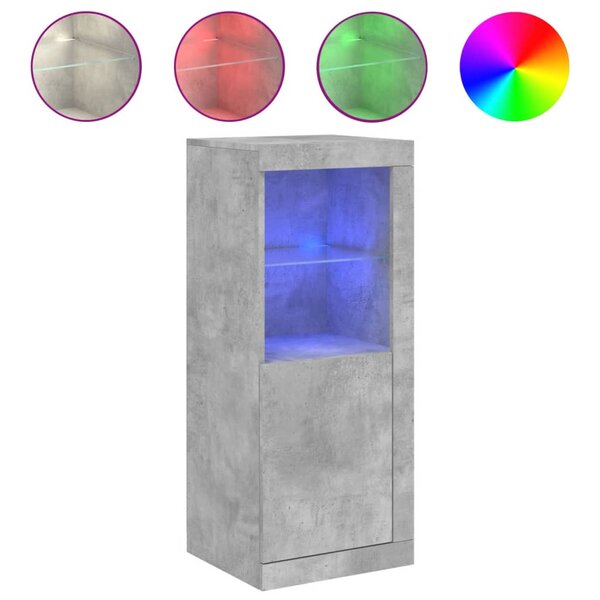 vidaXL Buffet avec lumières LED gris béton 41x37x100 cm