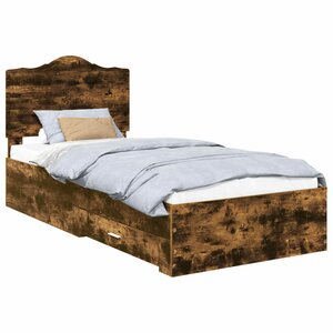 vidaXL Cadre de lit Chêne fumé 100 x 200 cm Bois d'ingénierie