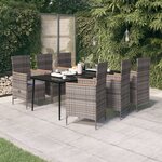 vidaXL Ensemble à manger de jardin avec coussins 7 Pièces Gris