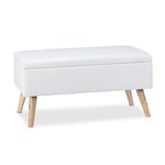 Banquette de rangement avec couvercle 80 x 40 x 39 5 cm assise rembourrée moderne entrée en similicuir blanc 13_0005515