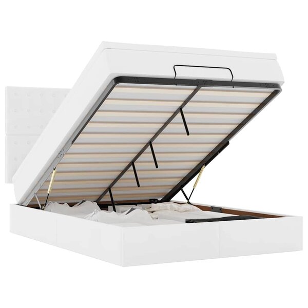 VidaXL Cadre de lit ottoman avec matelas blanc 140x200 cm similicuir