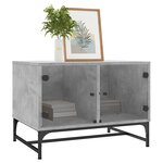 vidaXL Table basse avec portes en verre gris béton 68 5x50x50 cm