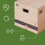 Pack and Move - Lot 20 cartons déménagement L larges - 40 x 60 x 40 cm - Poignées renforcées - 1 adhésif offert