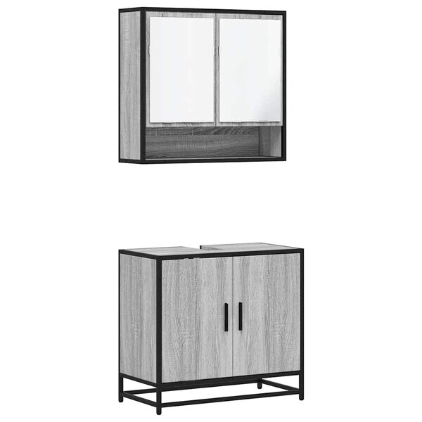 vidaXL Ensemble de meubles de salle de bain 2 Pièces Sonoma gris