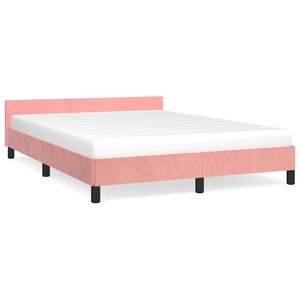vidaXL Cadre de lit et tête de lit sans matelas rose 140x190cm velours