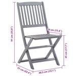 vidaXL Chaises pliables d'extérieur lot de 8 et coussins Bois d'acacia
