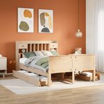 vidaXL Lit bibliothèque sans matelas 140x200 cm bois massif de pin