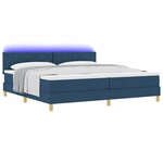 vidaXL Lit à ressort LED avec bandes LED Bleu 200 x 200 cm tissu