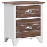 vidaXL Table de chevet 2 Pièces avec 2 tiroirs Marron et blanc