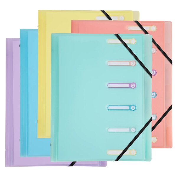 Trieur Polypropylène 3 Rabats Chromaline Pastel 6 Compartiments - Couleurs Assorties - X 10 - Exacompta