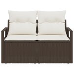 Canapé de jardin 2 places vidaXL avec rangement et coussins en poly rattan