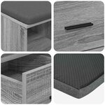 vidaXL Banc d'entrée avec coussin Gris Sonoma 60 x 38 x 46 cm
