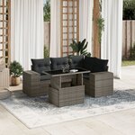 vidaXL Salon de jardin 5 Pièces avec coussins gris résine tressée