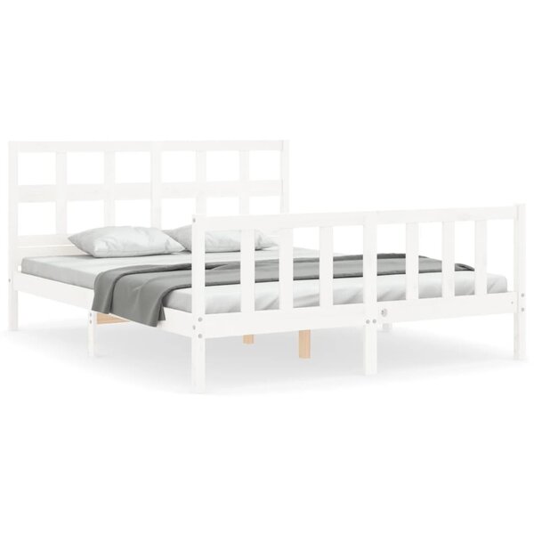 vidaXL Cadre de lit sans matelas blanc 160x200 cm bois de pin massif