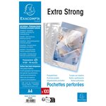 10 Etuis de 100 pochettes perforées polypropylène lisse haute résistance 9/100e A4 Cristal EXACOMPTA
