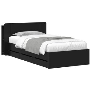 vidaXL Cadre de lit avec rangement Noir 75 x 190 cm Bois d'ingénierie
