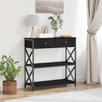 Table Console vidaXL Noir Chêne 75x28x75 cm Bois d'ingénierie et Acier