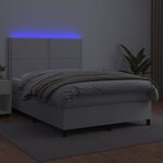 vidaXL Sommier à lattes de lit avec matelas et LED Blanc 140x200 cm