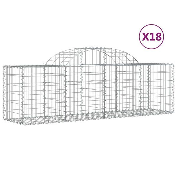 vidaXL Paniers à gabions arqués 18 Pièces 200x50x60/80 cm fer galvanisé