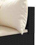 vidaXL Salon de jardin 4 Pièces avec coussins Noir Résine tressée