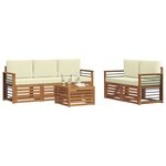 vidaXL Ensemble de canapés d'extérieur 6 pc Naturel et Crème