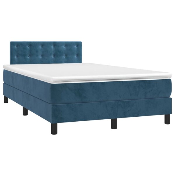 vidaXL Sommier à lattes de lit et matelas bleu foncé 120x190cm velours