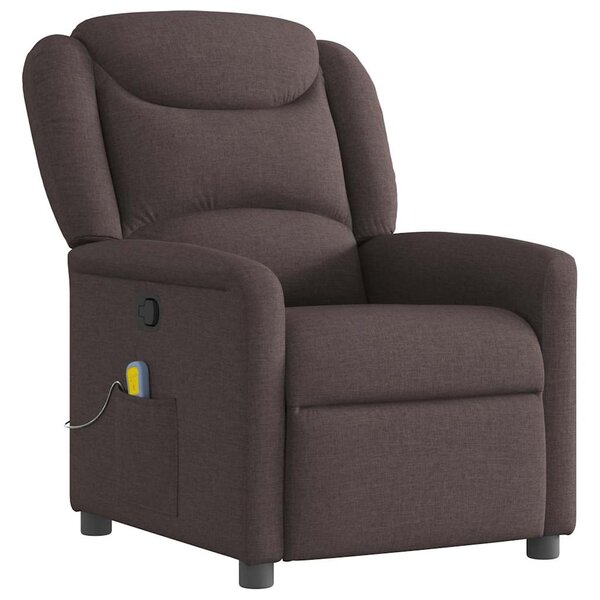 vidaXL Fauteuil de massage inclinable Marron foncé Tissu