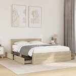 vidaXL Cadre de lit et tête de lit sans matelas chêne sonoma 135x190cm