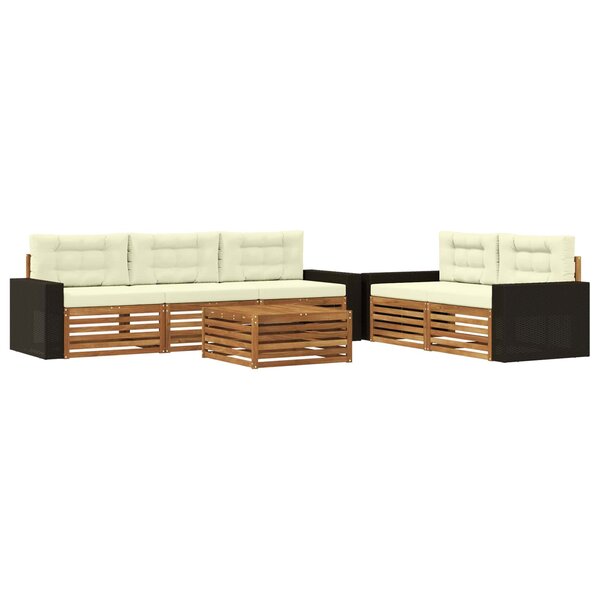 vidaXL Ensemble de canapés d'extérieur 6 pc Naturel et Crème