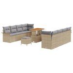 vidaXL Canapé de jardin 11 pièces avec coussins beige poly rattan