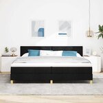 vidaXL Lit à ressorts avec coussin Noir 200 x 200 cm tissu