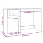 Bureau table poste de travail meuble d'ordinateur informatique étude avec tiroir 115 x 50 x 75 cm bois d'ingénierie blanc 02_0023445