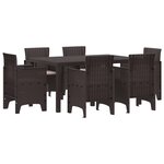 vidaXL Ensemble de salle à manger de jardin 7 pièces avec coussins Rattan Poly marron